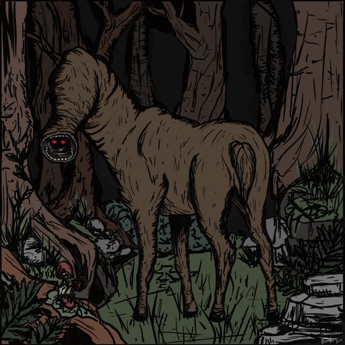 Horror artwork with the title 'Colored Illustration of a "Neox"'