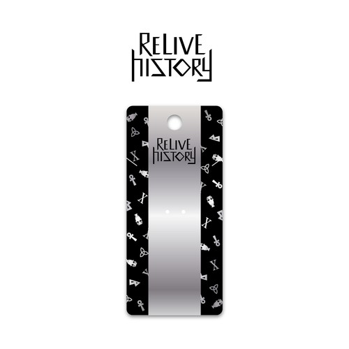 Tag design with the title 'Tag Design for "Relive History" Jewelry'