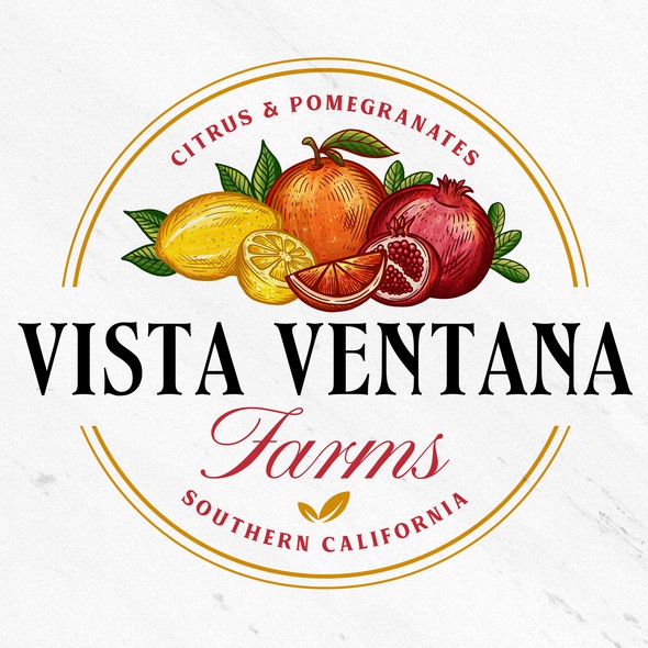 Orange design with the title 'Vista Ventana Farms'