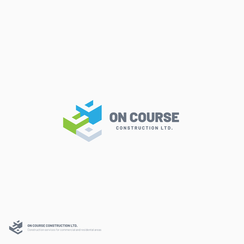 Isometric logo with the title 'Logo for On Course Construction Ltd.'