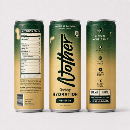 Premium label with the title 'Premium Topographic Golf-Inspired Can Design'