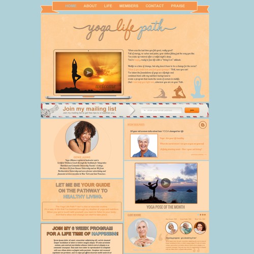 Yoga website with the title 'Homepage for Yoga Site'