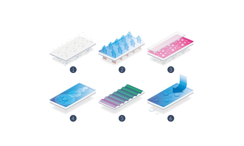 Custom illustration with the title 'Illustrated Features for High-tec Lab Coat'