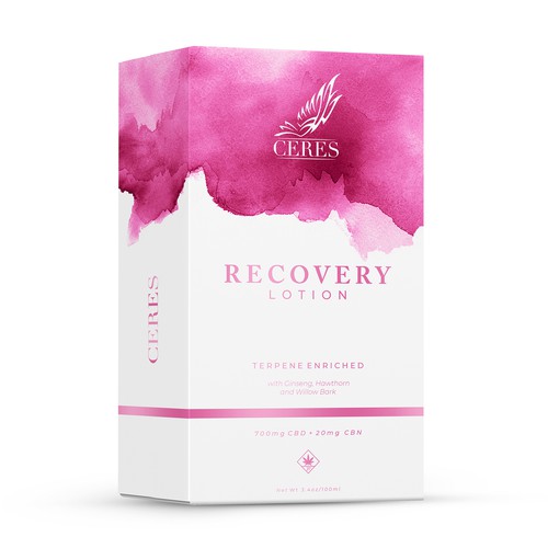 Splash design with the title 'Recovery Lotion'