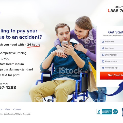 Sales page design with the title 'landing page'