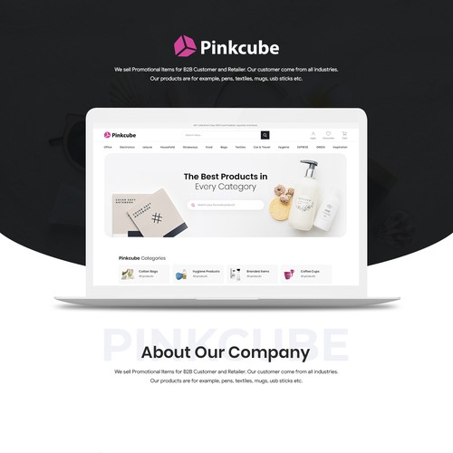 Aesthetic design with the title 'New Clean / Minimalistic Web design for Promotional Gift Shop'