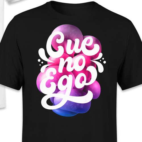 Trippy design with the title 'Cue no Ego - T-shirt (on sale)'