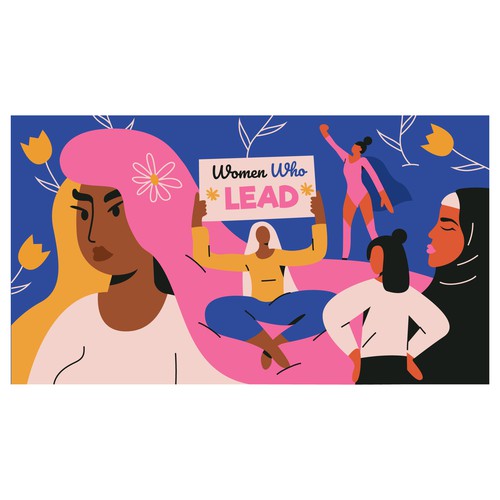 Wall art illustration with the title 'Women who LEAD'