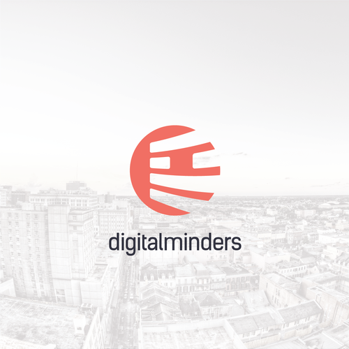 Orange and gray logo with the title 'Flat logo concept for digital agency'