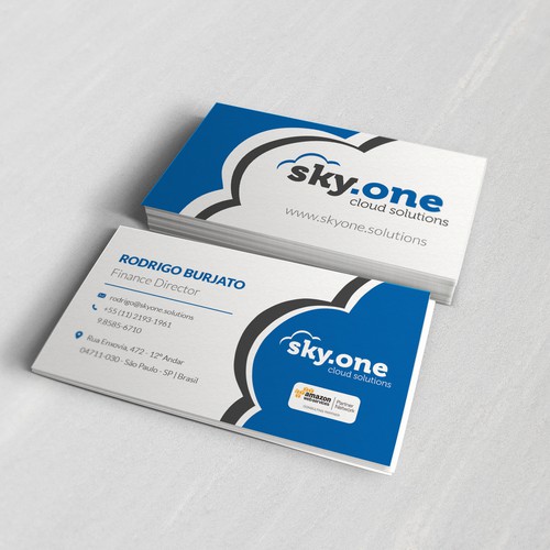 Gray and blue design with the title 'Business card for sky.one'