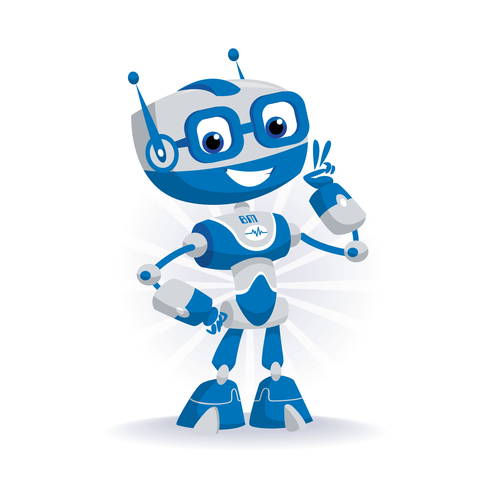 Sketchbook design with the title 'BotMetrics character design'