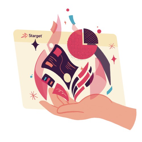 Data artwork with the title 'Wizard theme illustration for B2B website'