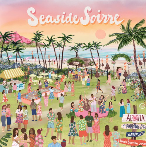 Party artwork with the title 'Seaside Soirre illustration'