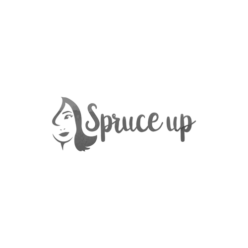 Grayscale design with the title 'Spruce Up logo for beauty, cosmetics products'