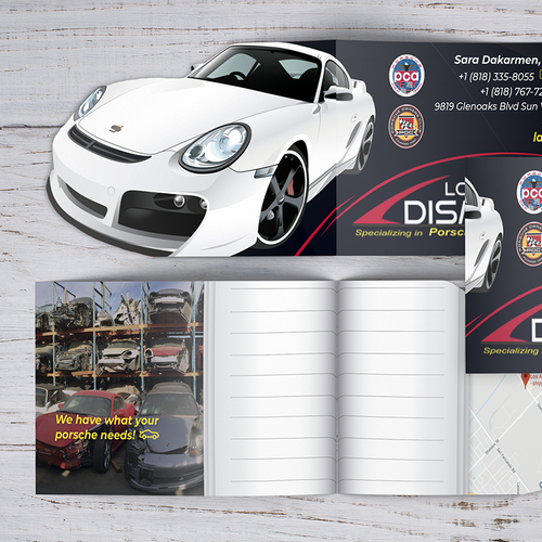 Porsche design with the title 'Business card for LA Dismantler'