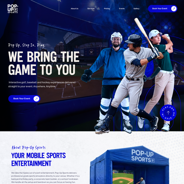 Website with the title 'Pop-Up Sports Edmonton Sports Website Design'