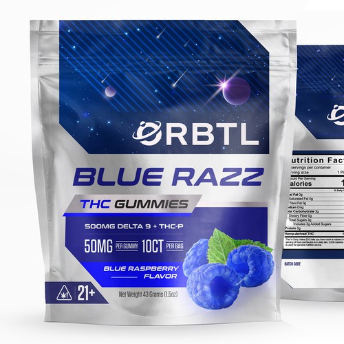 Winning design with the title 'Blue Razz THC Gummies'