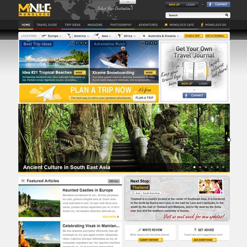 News website with the title 'Monoloco needs a new and outstanding website design'