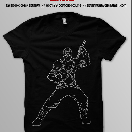 Line art t-shirt with the title 'SICK Ninja King Character Tshirt Design'