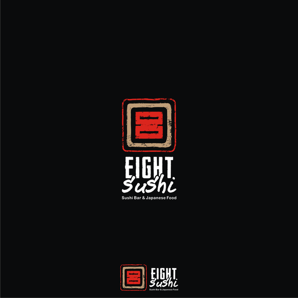 Sushi bar logo with the title 'EIGHT SUSHI LOGO'