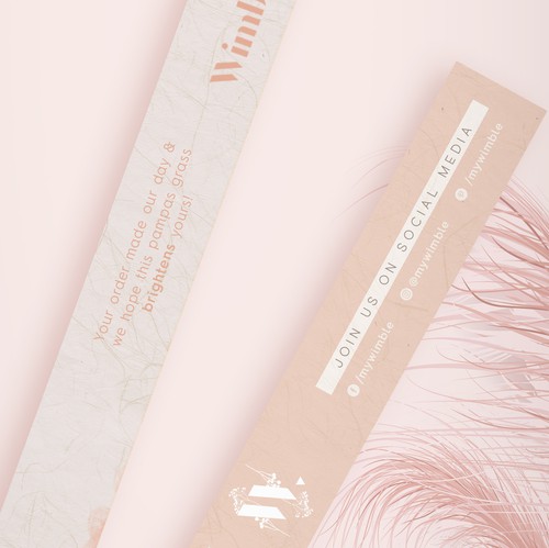 Pink packaging with the title 'Packaging design for pampas Grass'