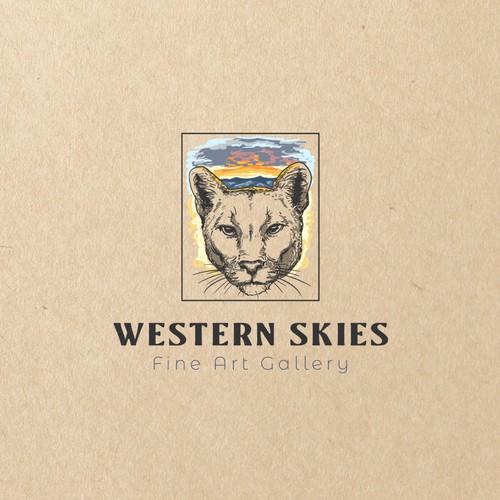 Puma logo with the title 'Logo concept for western skies fine art gallery'