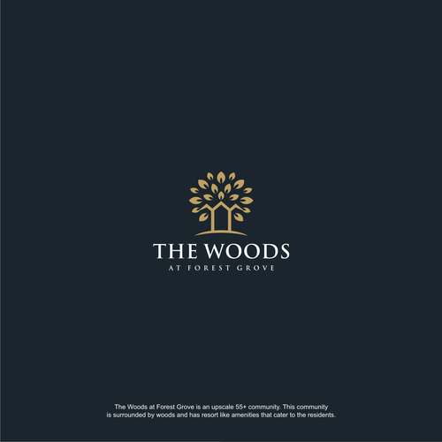 Fresh logo with the title 'THE WOODS - LOGO FOR A NEW 55+ UPSCALE HOUSING COMMUNITY'