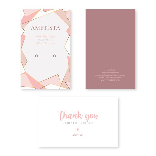 Geometric label with the title 'Geometric earrings card design'