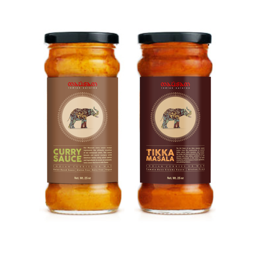 Sauce label with the title 'Mausam Indian Sauce Jar Label'