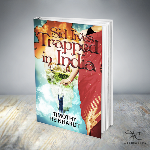 Comedy book cover with the title 'Book cover design for Timothy Reinhardt's "Sid lives Trapped in India"'