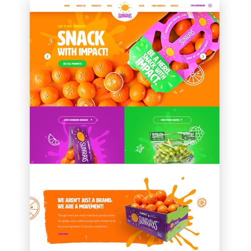 Kid website with the title 'Kid-friendly web design for our expanding national fresh fruit brand'