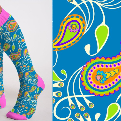 Paisley design with the title 'paisley sports socks pattern'