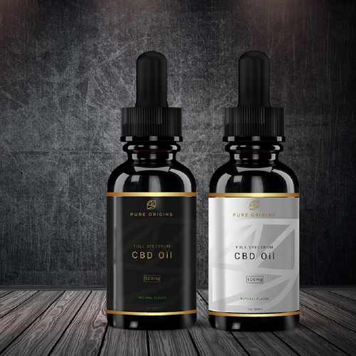 Hemp oil label with the title 'Label design for Pure Origins Hemp CBD Tincture'