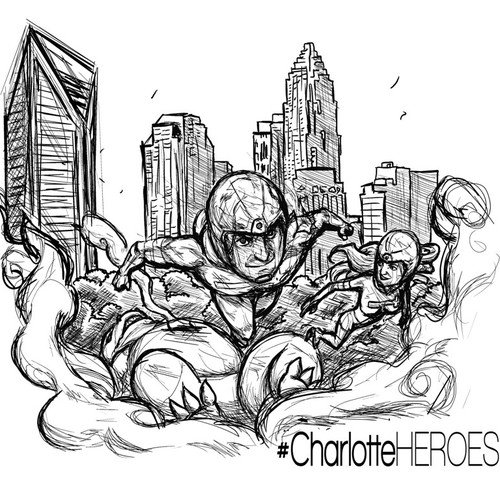 Comic artwork with the title 'Sketch T shirt Design'