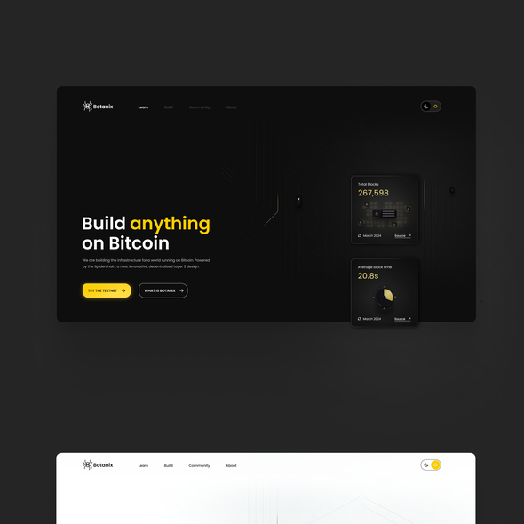 Bitcoin website with the title 'Webdesign Botanix Labs'