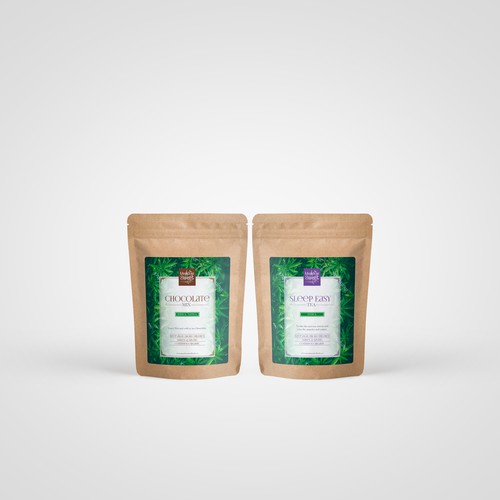 Bag packaging with the title 'Cannabis Infused Tea and Supplements'