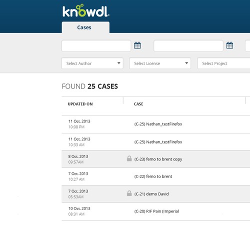 Table design with the title 'Create the UX Design for knowdl, our web-based educational product'