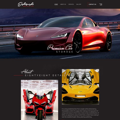 Automotive website with the title 'Eighty Eight Web Page Design'