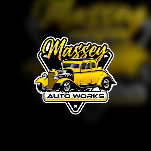Classic car logo with the title 'Massey Auto Works © 2023'