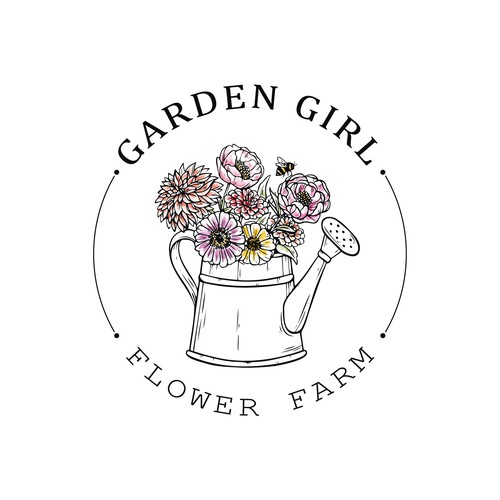 Flower wreath logo with the title 'Flower farm logo'