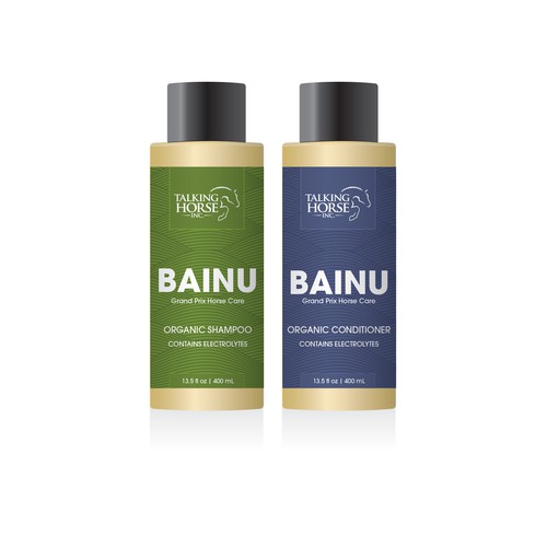 Blues design with the title 'Bainu Horse Products'