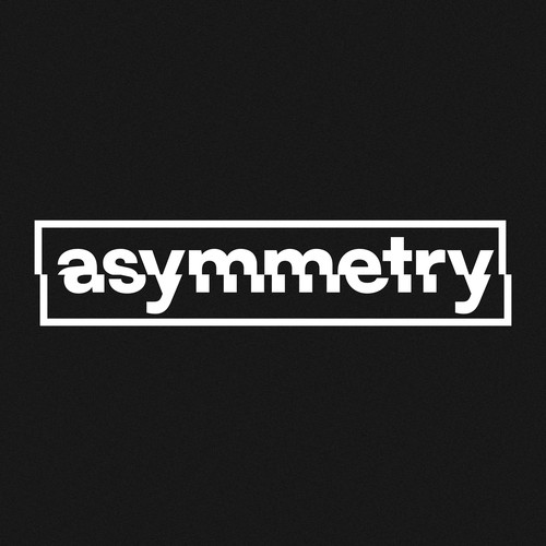 Typographic design with the title 'asymmetry Podcast Cover Art'