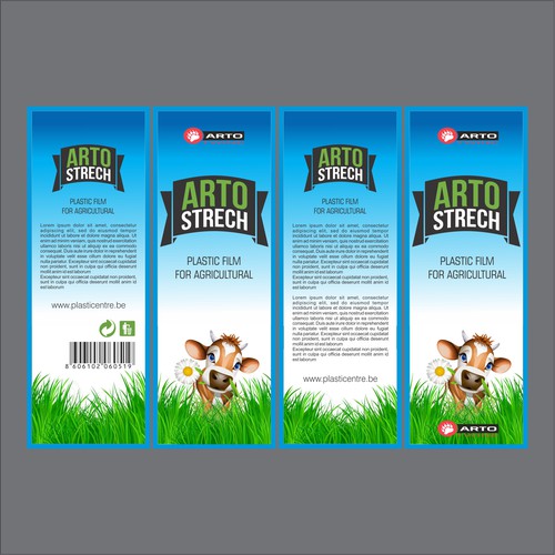 Agriculture packaging with the title 'Arto Strech, packaging for Plastic film for agricultural use'