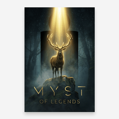 Advertising design with the title 'MYST of Legends – Visual Strategy'
