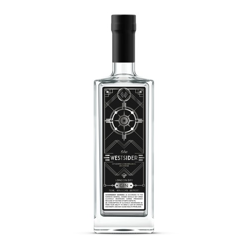 Spirit packaging with the title 'The Westsider. London Dry Gin'