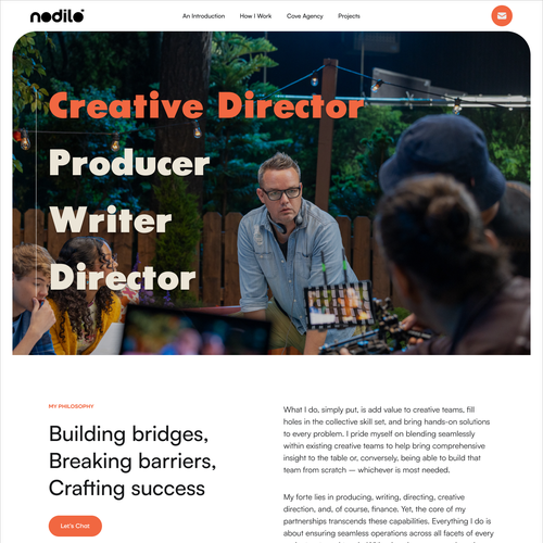Portfolio website with the title 'Creative Executive Site Redesign'
