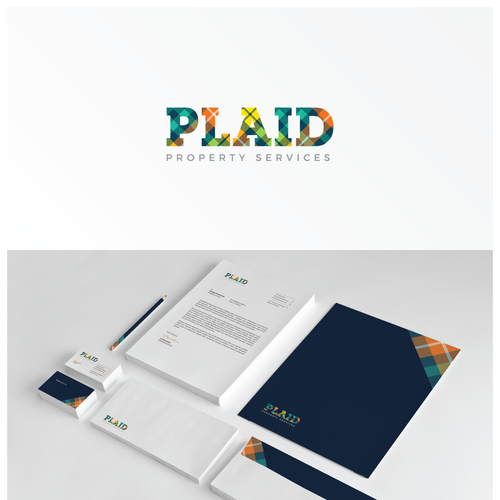 Property management logo with the title 'Logo for Plaid Property Services'