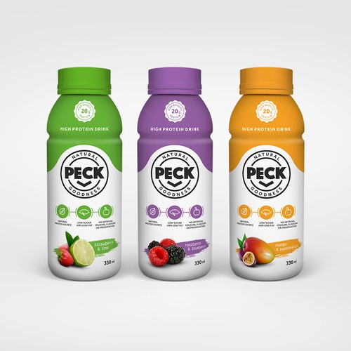 Sports label with the title 'Peck. New health food brand'