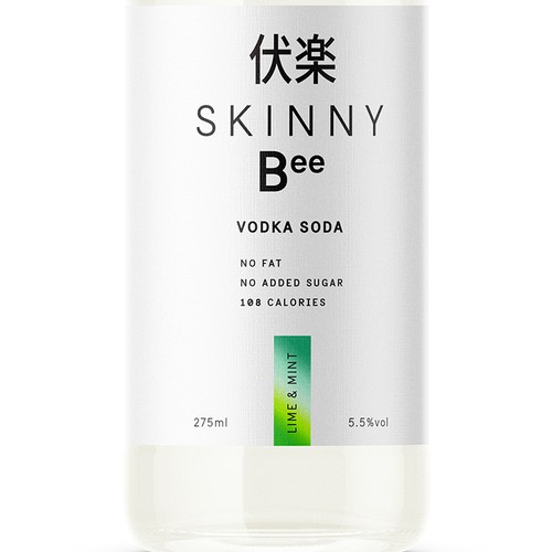 Soda design with the title 'Skinny Bee vodka soda brand'
