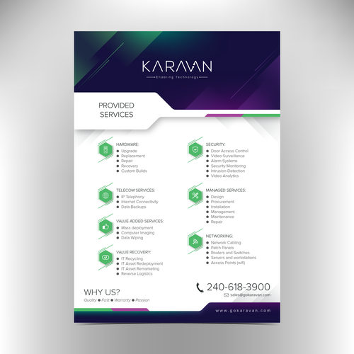 Background design with the title 'Flyer for Karavan Technology'
